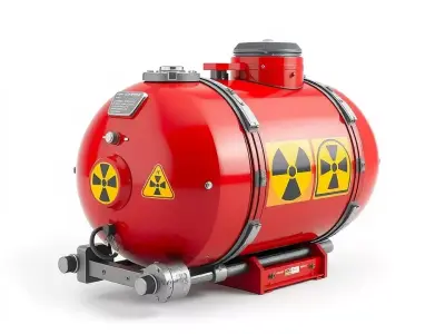 Red Industrial Tank Model Pack with Hazard Symbols Low-poly 3D model