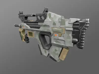 Low-poly 3D sci-fi model Assault rifle Jungle Planet Low-poly 3D model