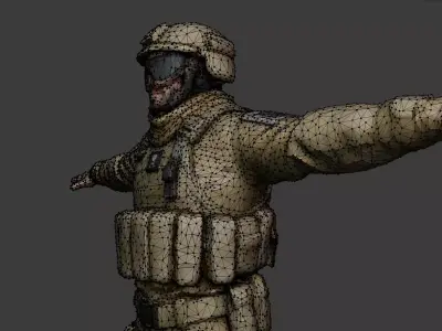 Desert Warfare Soldier Low-poly 3D model