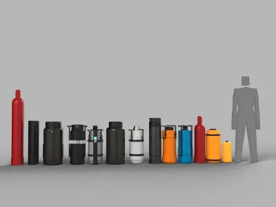 Sci-fi high poly barrels set 3D model