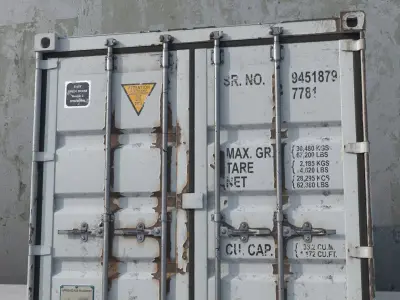 Cargo Container White 20 Feet PBR 3D model