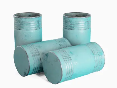 Old Steel Barrel 04 Low-poly 3D model