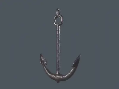 Ship anchor bundle with both clean iron and rusty look Low-poly 3D model