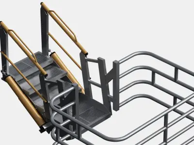 Gangway 3D Model ladder with two metal bars 3D model