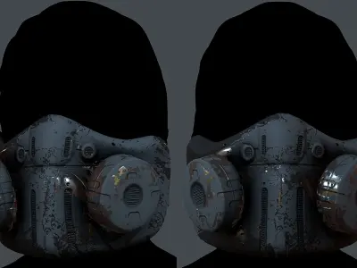 Gas mask helmet 3d model scifi  Low-poly 3D model 11