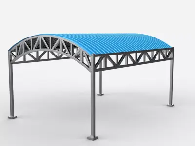 steel frame carport 06 3D model