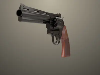 Revolver 05 Black Colt Python All PBR Unity UE Textures Low-poly 3D model