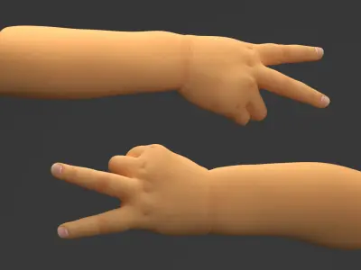  Asian Baby Hand Victory Gesture 