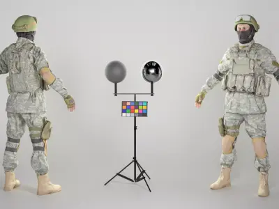 Fully equipped American soldier in A-pose 317 Low-poly 3D model