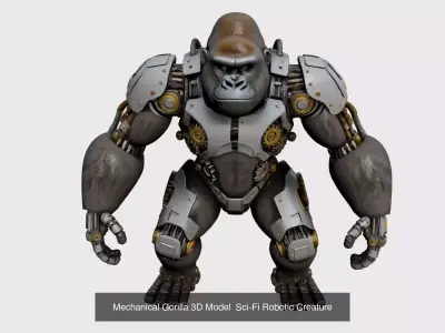 Mechanical Animals Set Wolf Golden Retriever Gorilla Trio 3D Model Pack