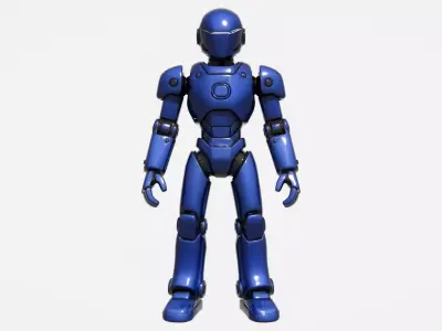 Mini Task Force Blue Articulated Robot Low-poly 3D model