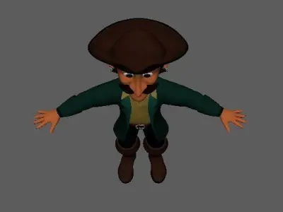 Cartoon Musketeer Character 3D Model Low-poly 3D model