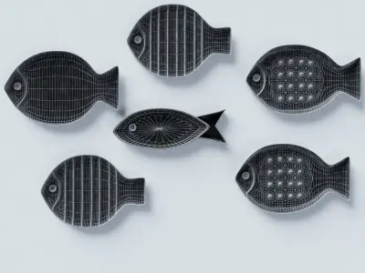 Porcelain Fish plates  3D model