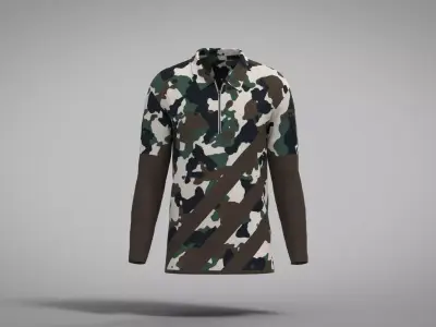 Military Outfit - T-shirt Low-poly 3D model 12