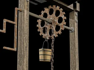 Medieval Water Well Low-poly 3D model get