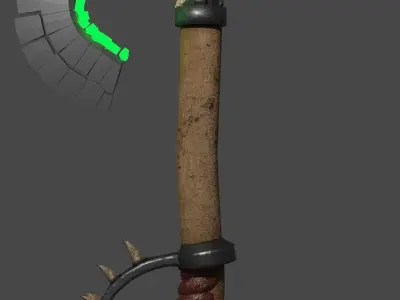 Magic Ax with Skull Low-poly 3D model
