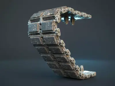 Leopard 2 Tank Tracks D570FT Low-poly 3D model