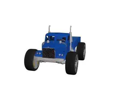 Big Wheel 1950s Pickup Low Poly Stylized Retro Truck Asset Low-poly 3D model
