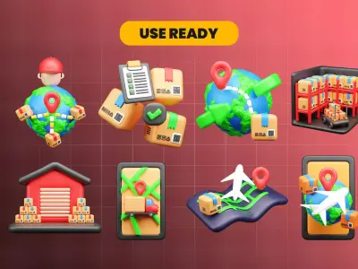 Modern Delivery and Logistics Service  3d icon set 3D model