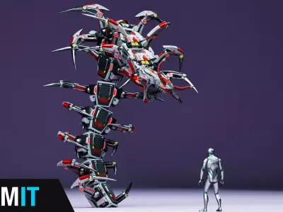 Sci-Fi Insect Scolopendra Low-poly 3D model
