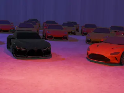 Luxury Sports Car 3D Model - 4K PBR Textures - Game Ready Low-poly 3D model