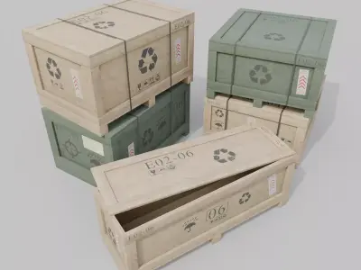 Customizable Wooden Crate Trio - Compact Set 3D Model Pack