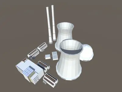 Stylized Nuclear Power Plant Low-poly 3D model