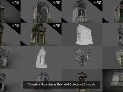 Cemetery Mausoleums Extended Collection 3D Model Pack