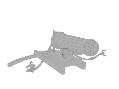 Cannon Low-poly 3D model 8