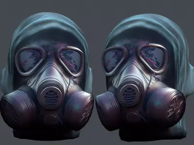 Gas mask helmet 3d model military combat fantasy  Low-poly 3D model 16