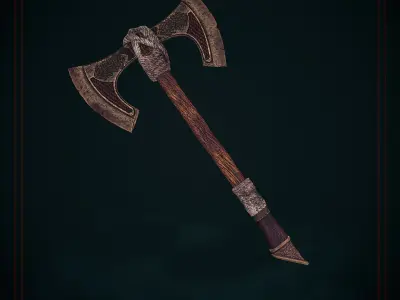 Viking axe Low-poly 3D model 5