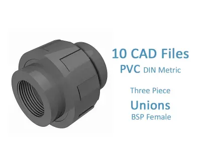 PVC Three Piece Unions - BSP Female -  Free 3D model