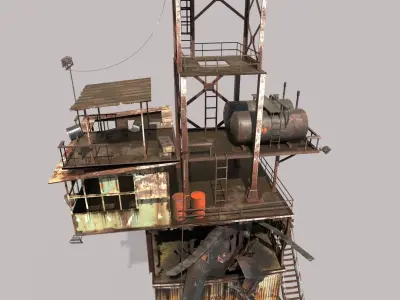 Post-Apocalyptic Outpost Tower 3D model