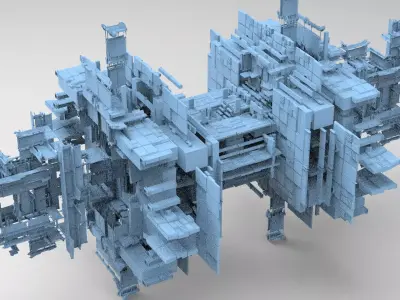 Sci fi Light gravity cube walkway platforms 1 3D model