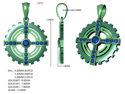 MP01 Gear work Pendent  3D print model
