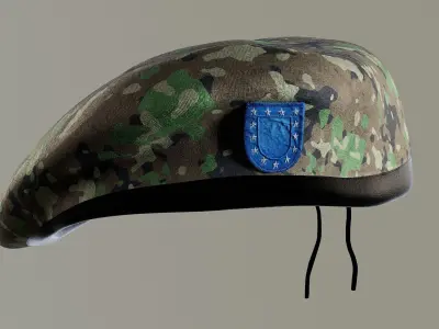 Military Beret Helmet Hat Camo green  Low-poly 3D model