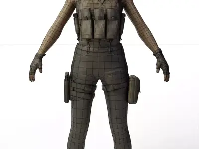 Female Soldier 3D model
