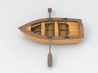 Wood Boat Low-poly 3D model get
