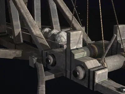 Medieval Trebuchet Low-poly 3D model