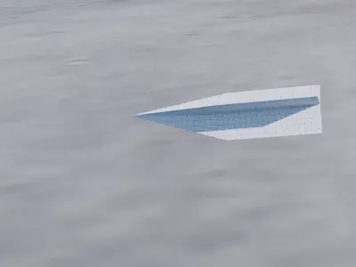 Paper Airplane Cloth Simulation Low-poly 3D model