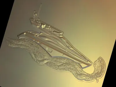 Yacht Suitable for embossing Hot Foil Technique 3D model