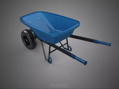 HEAVY DUTY TWIN WHEEL HAND CART WHEELBARROW TROLLEY WAGON TRAY 3D model
