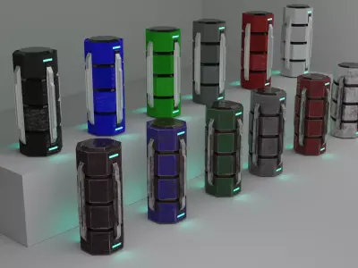 Game ready Low Poly PBR Sci-fi box - Box 2 of 5 Free low-poly 3D model