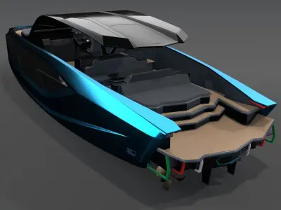 Tecnomar 63 motor yacht speedboat 3D model