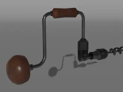 Vintage Low Poly Hand-Drill Low-poly 3D model