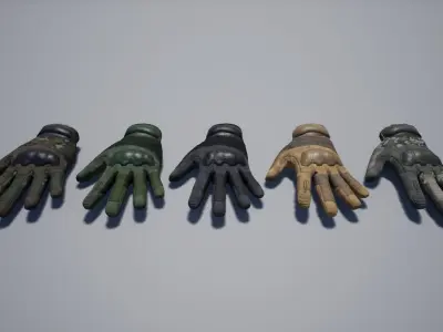 Tactical gloves pack Low-poly 3D model