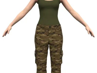 Female Military Pants - Marvelous Designer  3D model