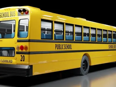 New Bus-International-3800 and Yellow bus collection-Film Making Low-poly 3D model