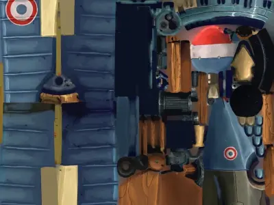 Stylized WW1 Plane Low-poly 3D model