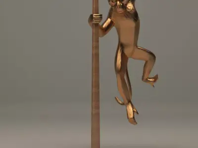 Monkey statue in Gold  3D model